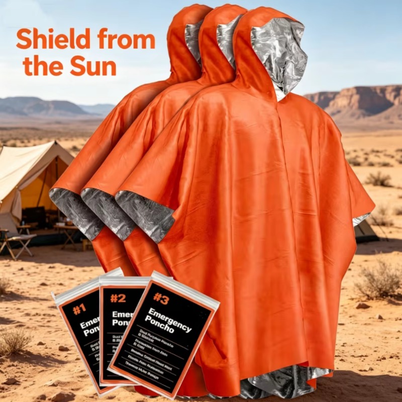 Emergency Mylar Blanket - 1-5PCS Multifunctional Survival Raincoat Emergency Blanket