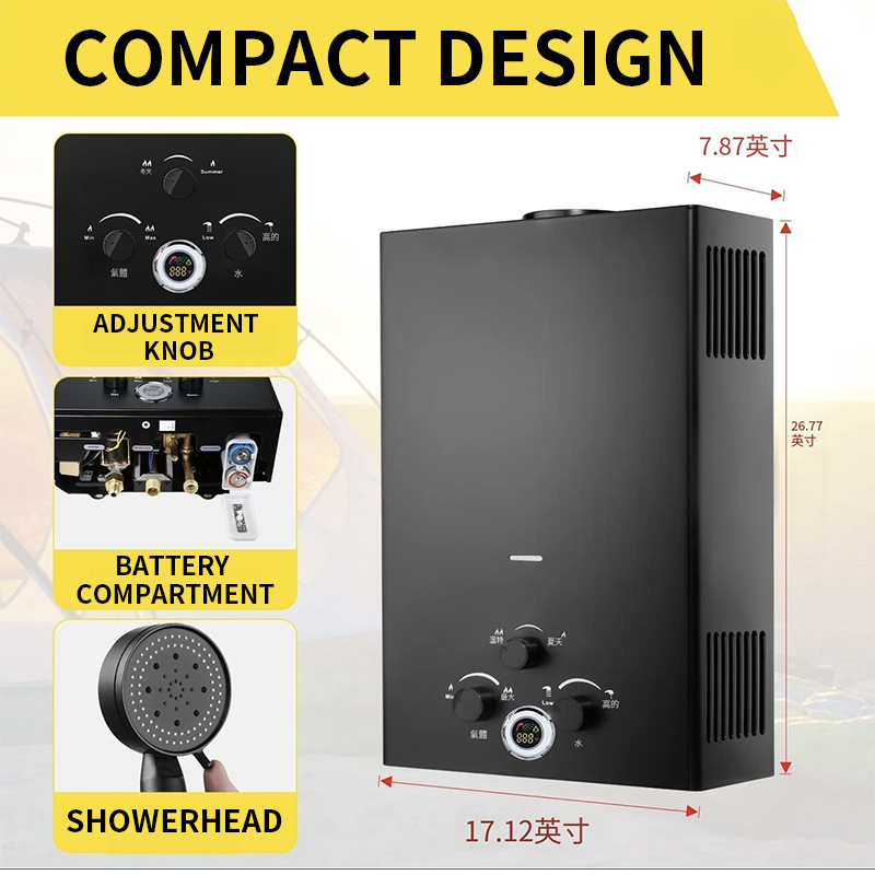 16L/18L/20L Instant-Heat Gas W - Outdoor Camping Water Heater recension och pris