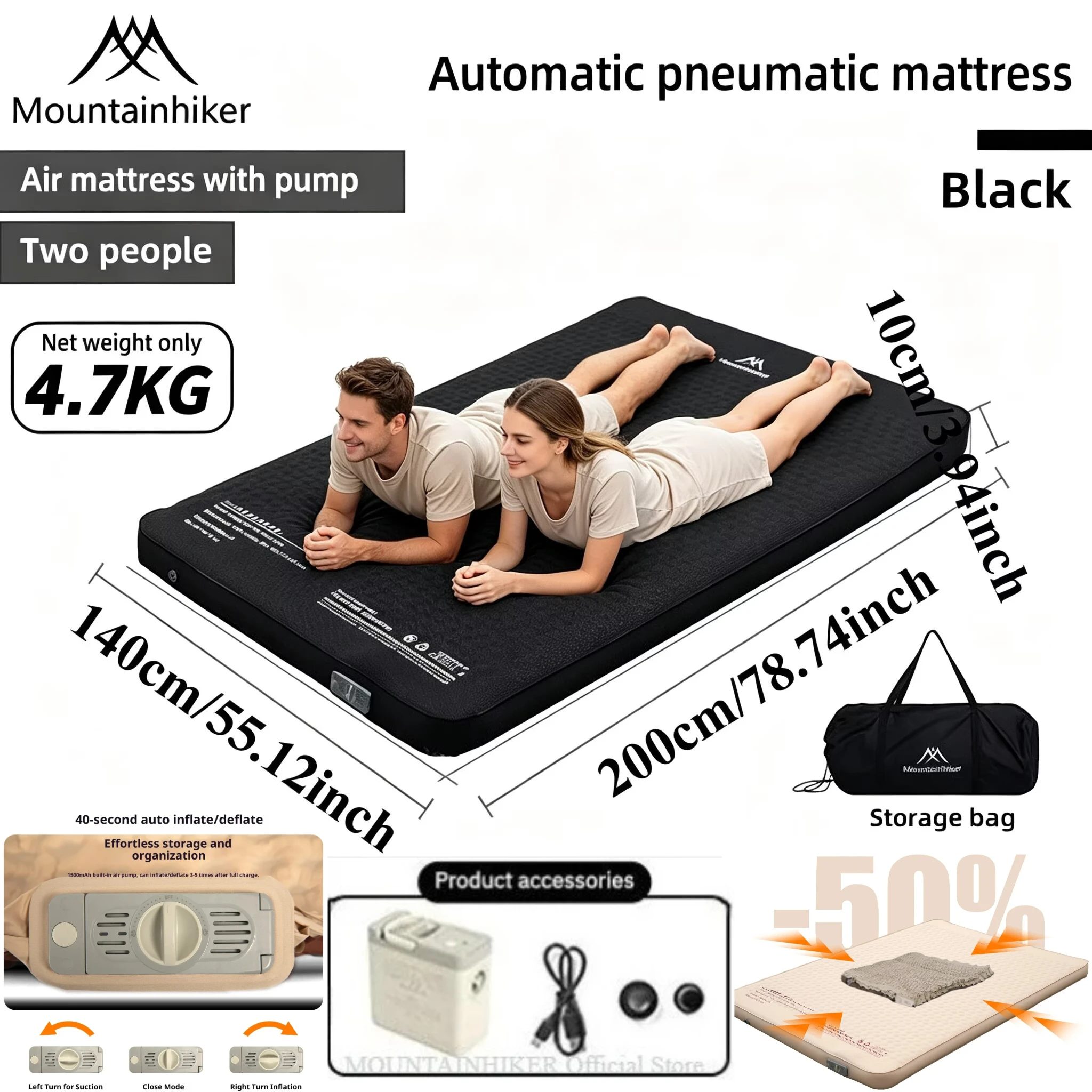 MOUNTAINHIKER Inflatable Mattr - Outdoor Inflatable Camping Tent With Air Pump recension och pris