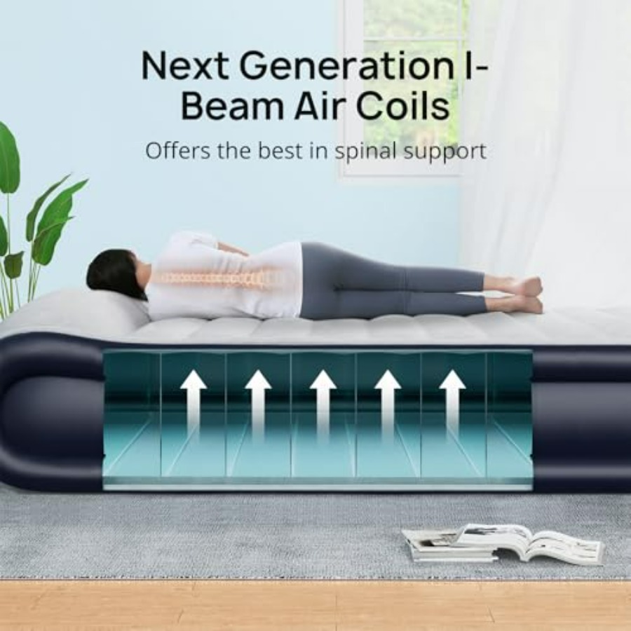 Queen Air Mattress with Built- - Outdoor Inflatable Camping Tent With Air Pump recension och pris