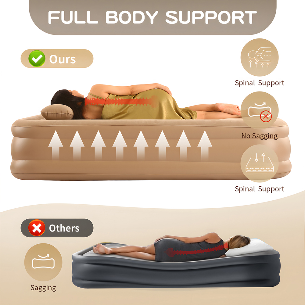 Queen Air Mattress with Built  - Outdoor Inflatable Camping Tent With Air Pump recension och pris