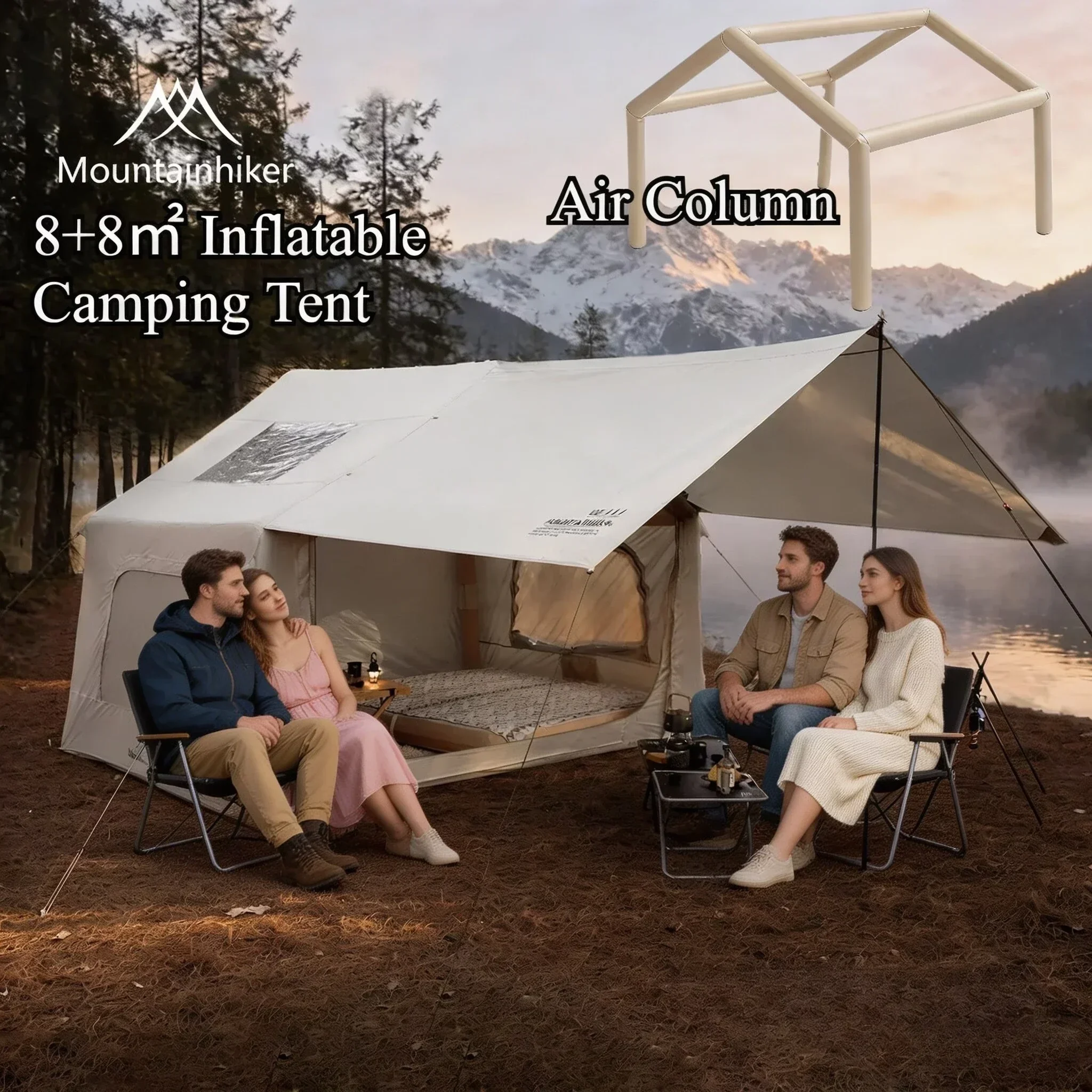 8+8㎡ MOUNTAINHIKER Inflatable  - Outdoor Inflatable Camping Tent With Air Pump recension och pris