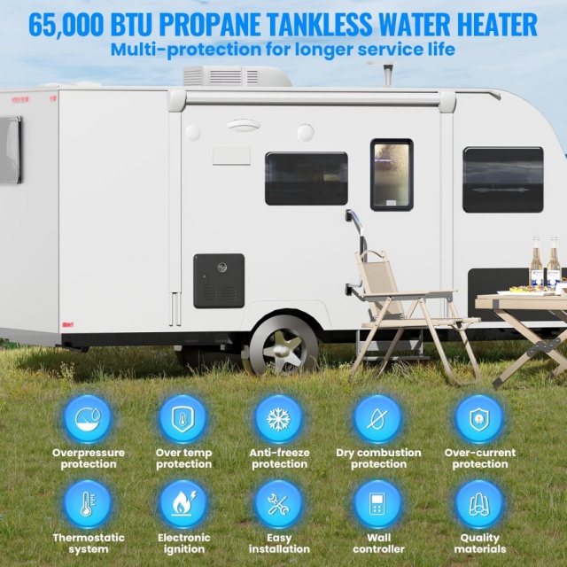 Portable RV Instant Gas Water  - Outdoor Camping Water Heater recension och pris