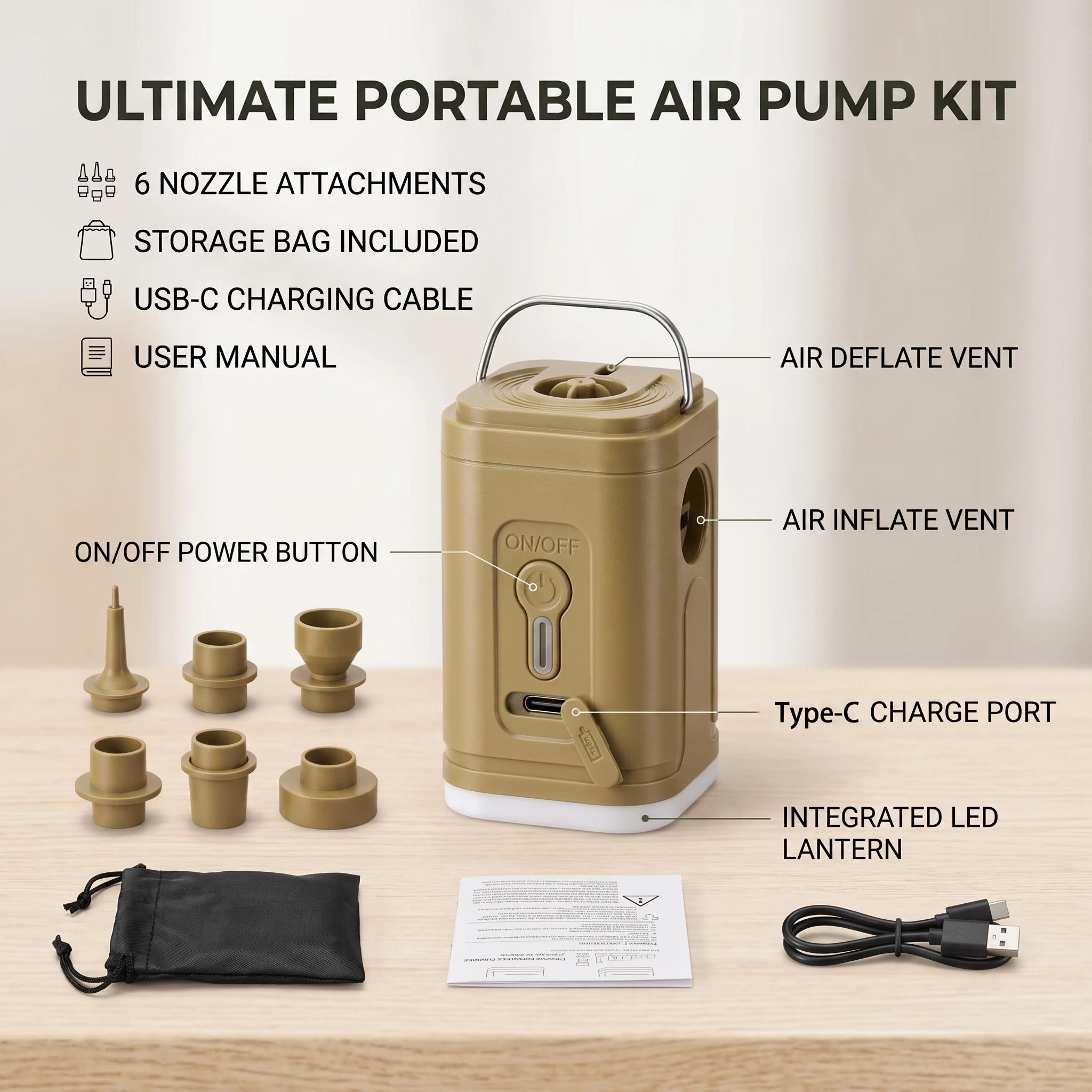Cordless Mini Air Pump USB-C R - Outdoor Inflatable Camping Tent With Air Pump recension och pris