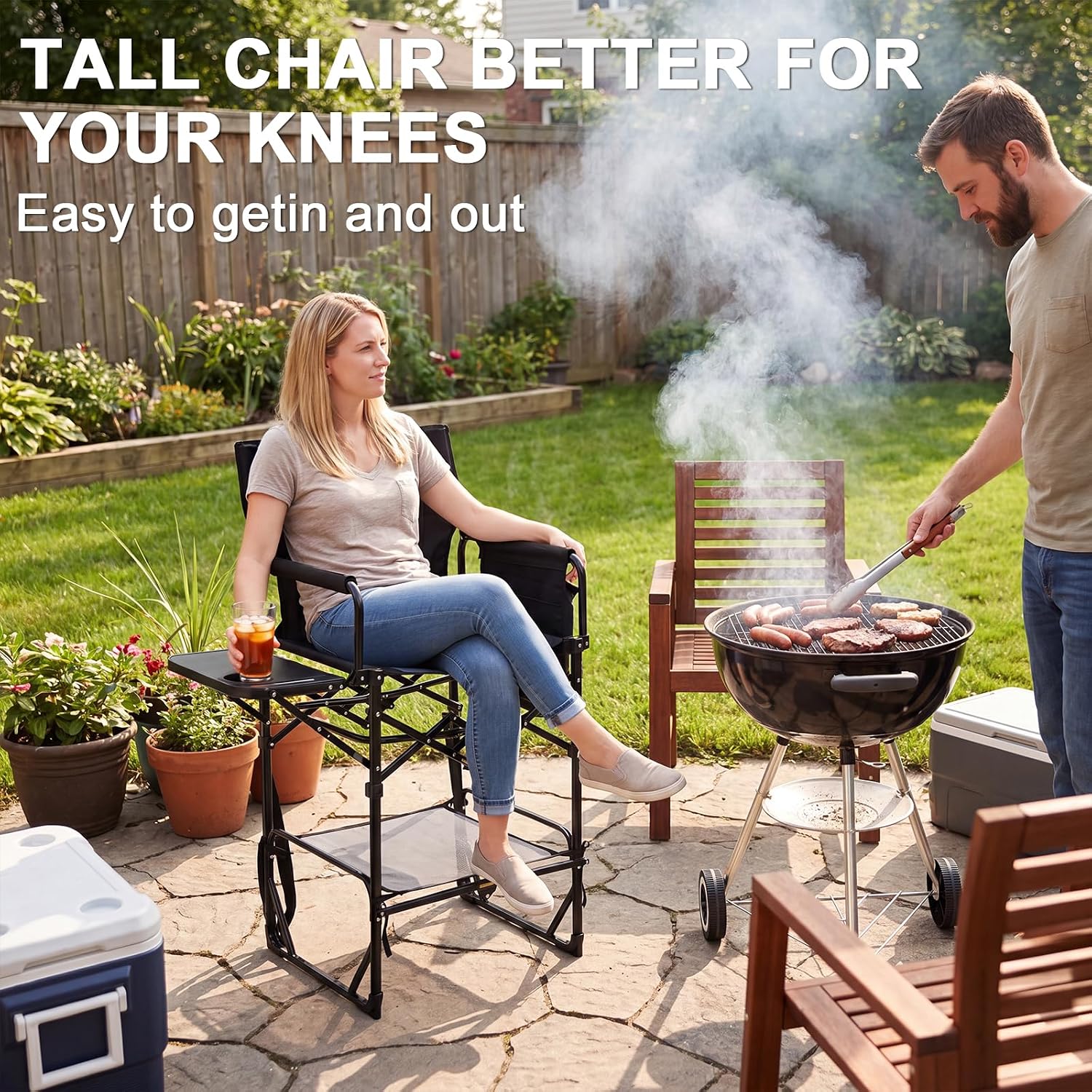 2 Pack Extra Tall Folding Camp - Outdoor Camping High Chair recension och pris