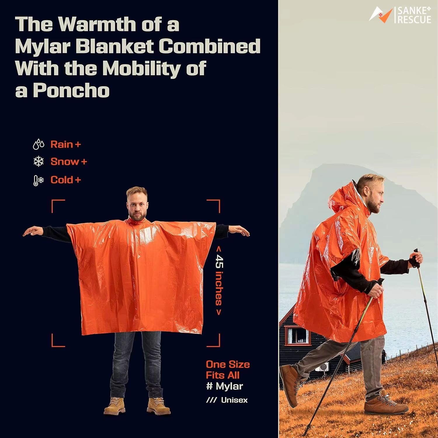 Emergency Rain Poncho Thermal  - Emergency Mylar Blanket recension och pris